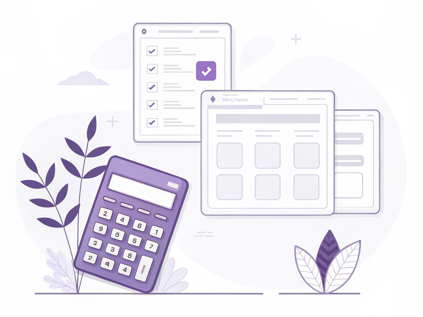 Calculator next to MVP wireframe illustration