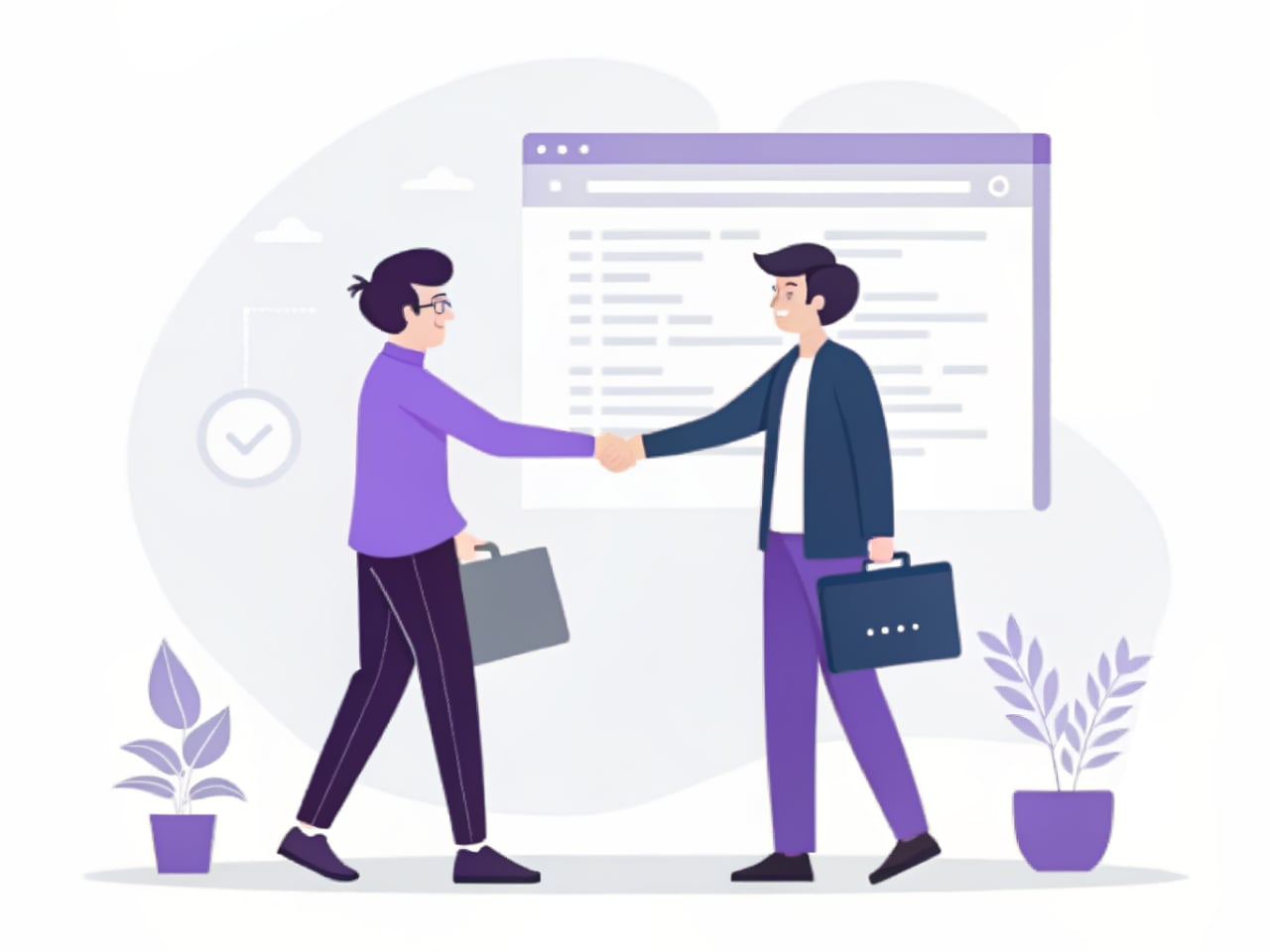 Handshake with code editor in background